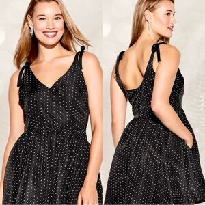 NWTS🌹THE OCCASION XL🌹BLACK TAFFETA FIT & FLARE SWING DRESS BACK ZIP CLOSURE